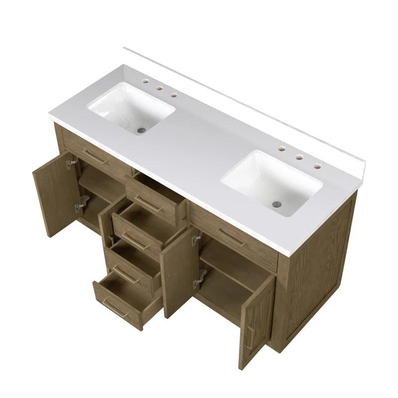 Abbey 60 in W x 22 in D Double Bath Vanity and White Quartz Top