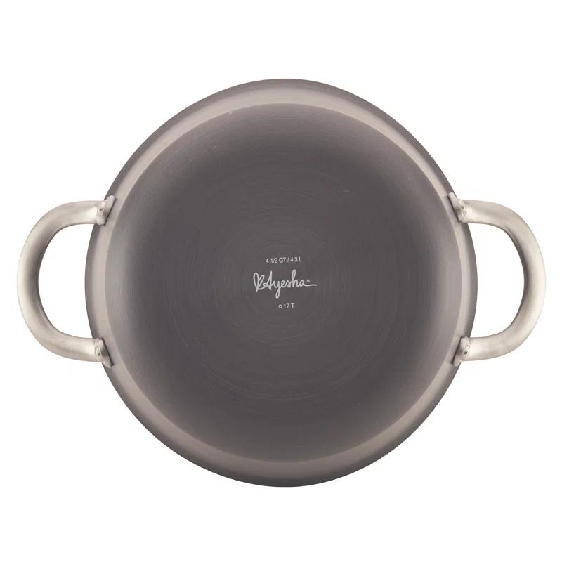 Ayesha Curry Ayesha Curry Home Collection Hard Anodized Nonstick Sauce Pot with Lid, 4.5 Quart, Gray