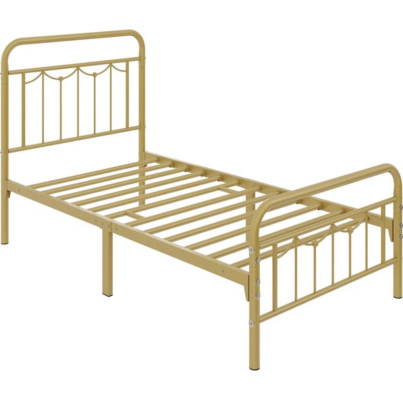Laurel Foundry Modern Farmhouse® Dravin Metal Platform Bed Frame with Vintage Headboard and Footboard