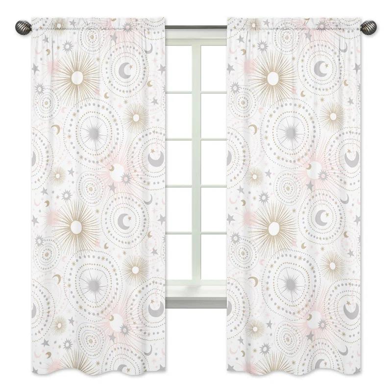 Sweet Jojo Designs Celestial Geometric Semi-Sheer Rod Pocket Curtains/Drapes (Set of 2)