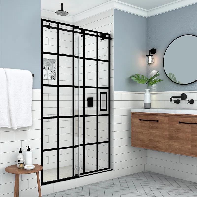 Aston SDR984WFS4880R Kamaya XL 44-48" W x 80" H Single Sliding Frameless with StarCast by EnduroShield