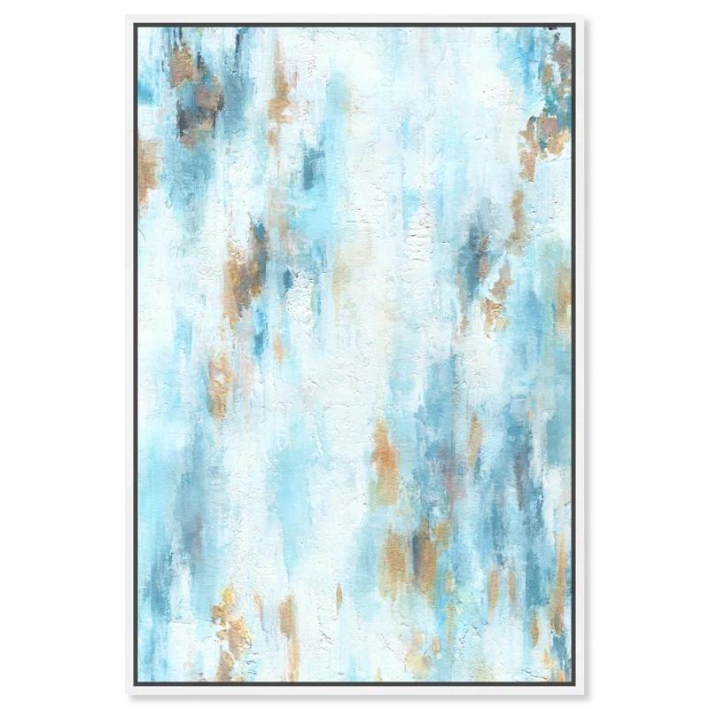 Art Remedy Art Remedy Textured Shades Framed Blue Abstract 1 Piece Canvas Wall Art 57567