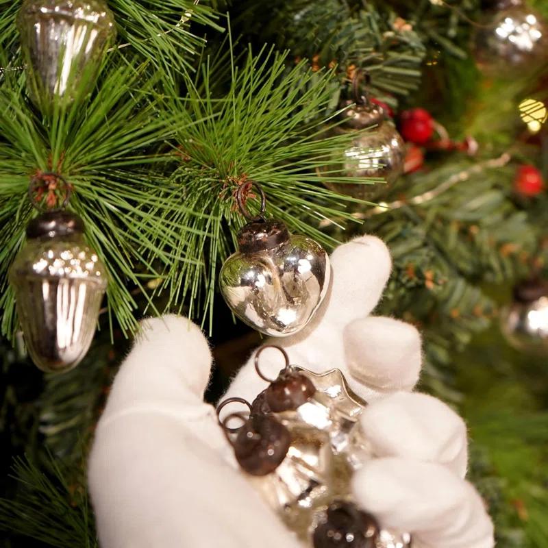 25 Piece Silver Mercury Glass Christmas Ornaments Vintage Christmas Decorations For Tree, Halloween, New Year, Valentine Day, Holidays, Event And Wedding Party Decor