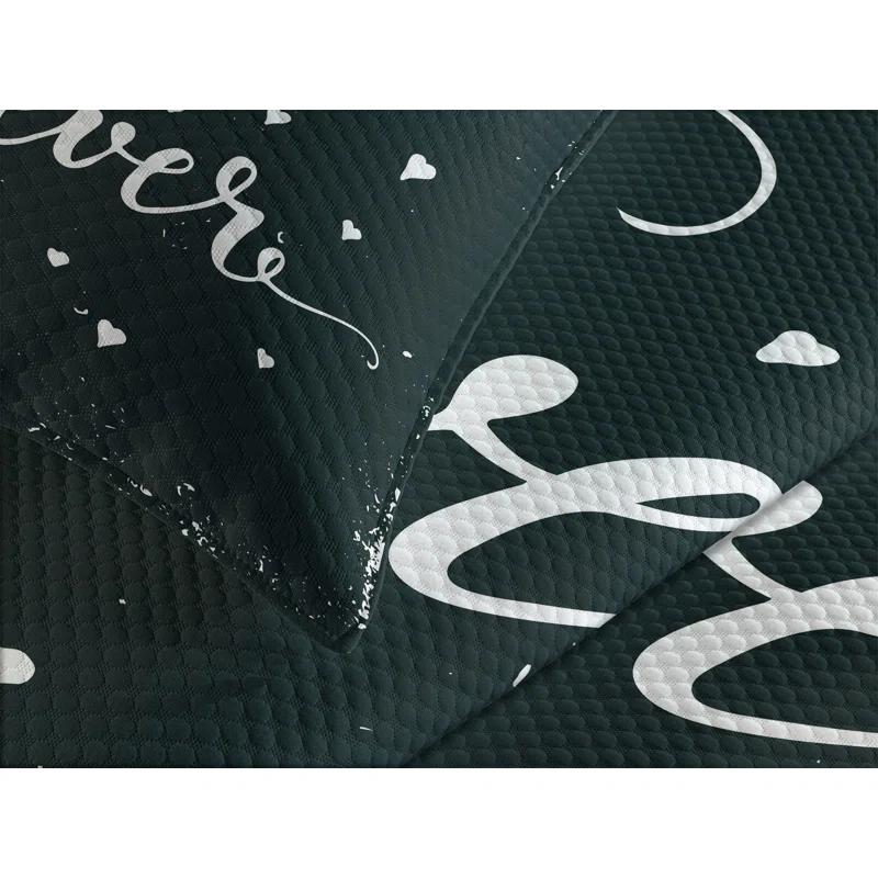 Ambesonne Black and White Bedspread Set 3 Pcs Family Forever King Black and White | Wayfair