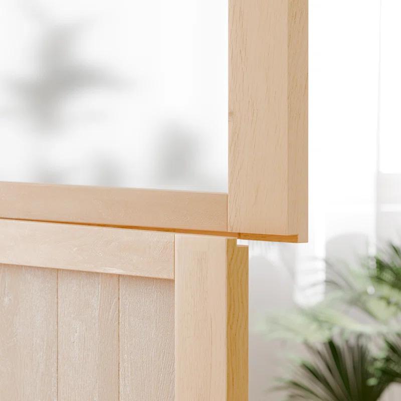 CHIC MODE Interior Dutch Door - Half Frosted Glass Split Door Slab, Modern Style Farmhouse Closet Door, Natural Pine Wood(Not Include Door Hinges)