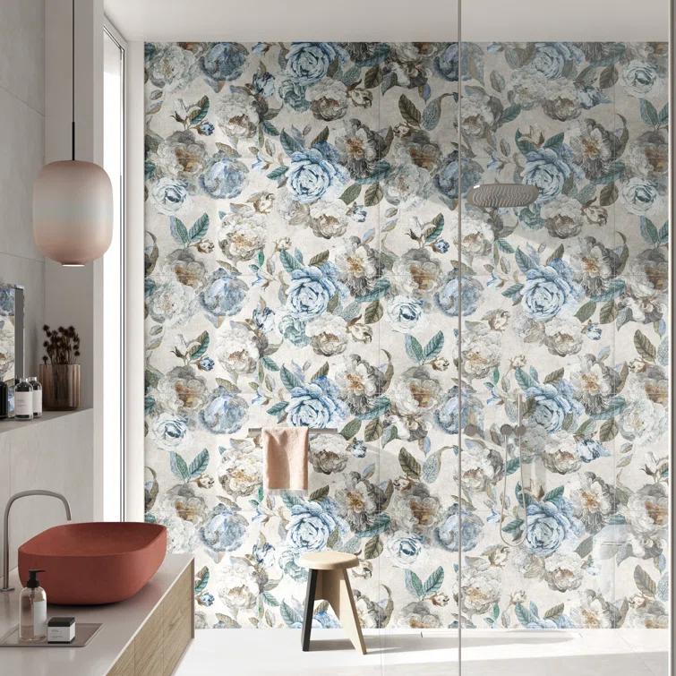 Merola Tile Parete Fiori 24" x 47" Porcelain Natural / Floral Wall & Floor Tile