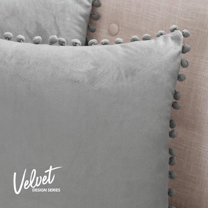 Deconovo Deconovo Pom-poms Velvet Reversible Pillow Cover (Set of 2)