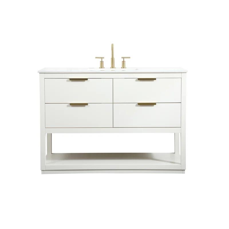 Hokku Designs Greenburg 48'' Single Bathroom Vanity with Engineered Marble Top