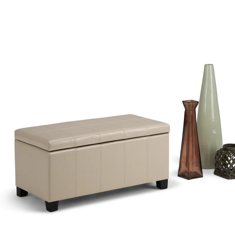 Simpli Home Dover 36"W Upholstered Storage Ottoman Bench with Lift-Top and Large Interior Storage