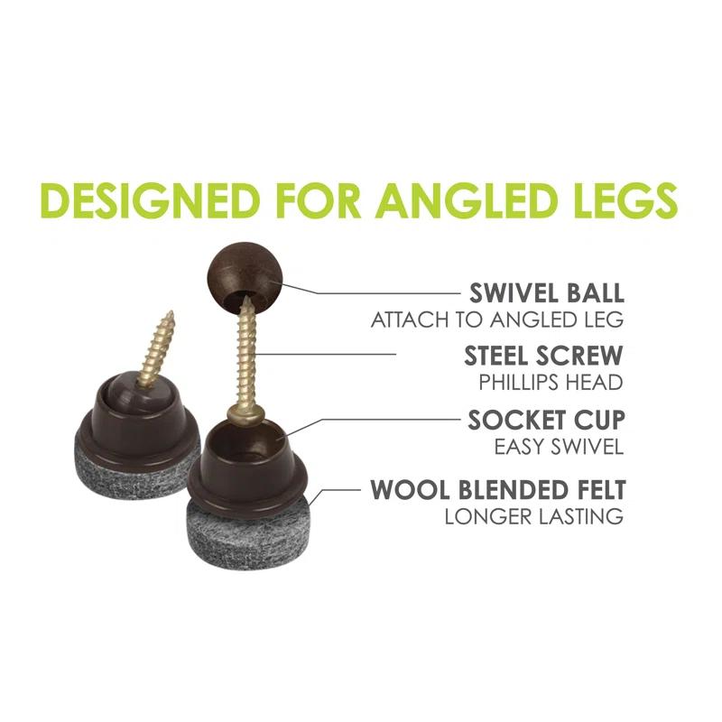 Slipstick Gorillafelt Cb259 Swivel Glide Felt Floor Protectors (16 Chair Glides) Screw On Felt Furniture Pads For Angled Chair Legs, 1 Inch Round Glides (Set of 16)