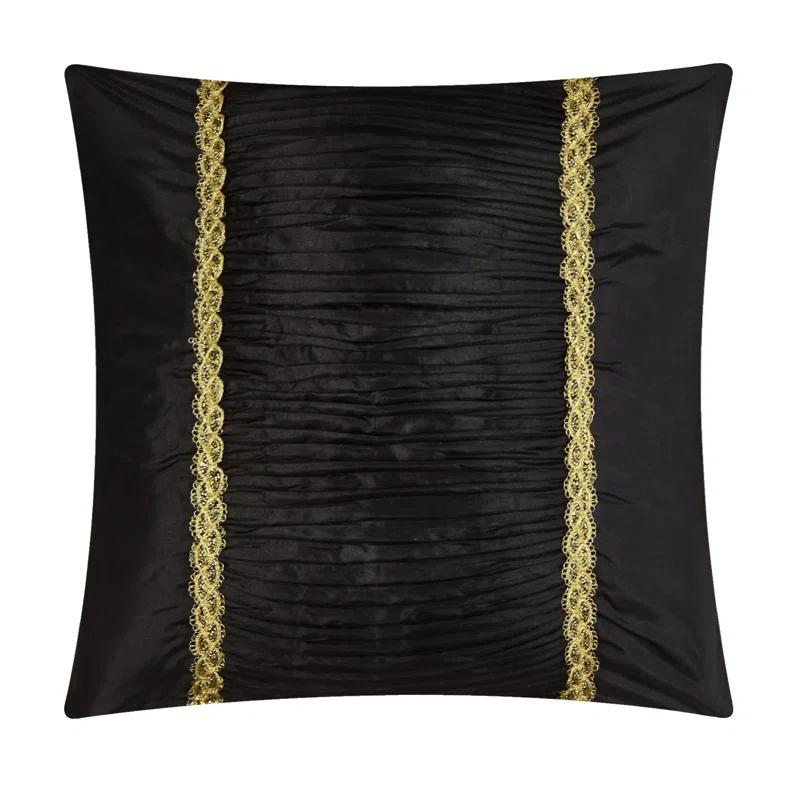Nanshing America, Inc Fennville Black/Gold/Beige Microfiber 7 Piece Comforter Set