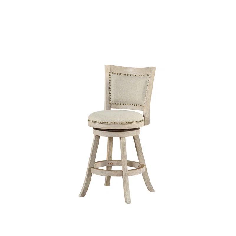 Dovecove Falken Swivel Upholstered Counter Stool with Solid Wood Frame