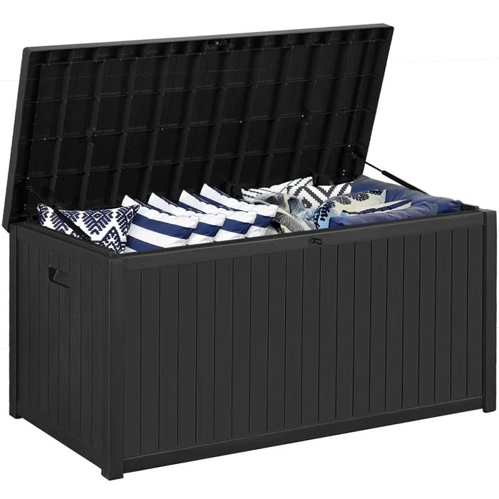 Hokku Designs Waterproof 120 Gallon Large Outdoor Indoor Patio Storage Deck Box , Outside Storage Bin for Cushion Pillows, Towels, Garden Tools
