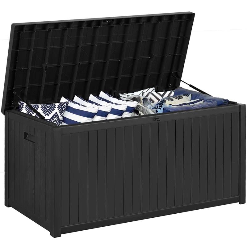 Hokku Designs Waterproof 120 Gallon Large Outdoor Indoor Patio Storage Deck Box , Outside Storage Bin for Cushion Pillows, Towels, Garden Tools
