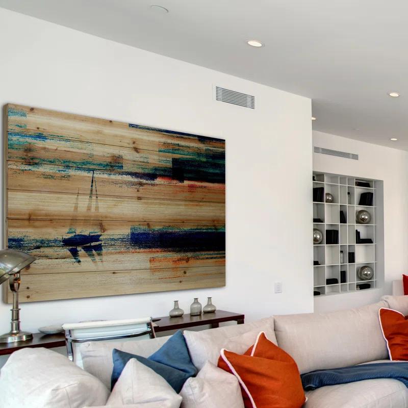 Parvez Taj 'Aegean Sea' by Parvez Taj Painting Print on Natural Pine Wood | Wayfair
