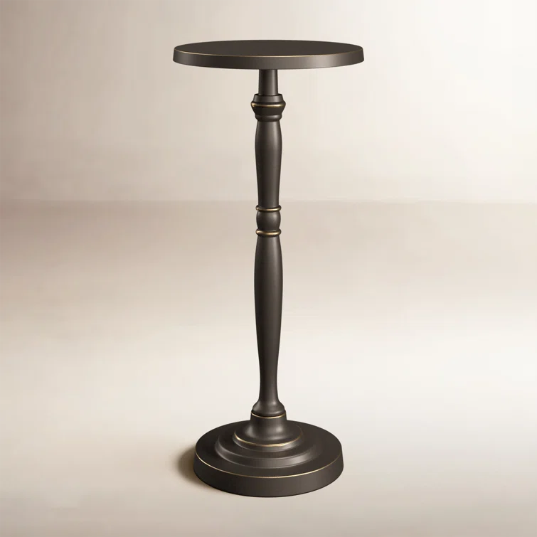Langford Round Black and Gold Metal Side Table