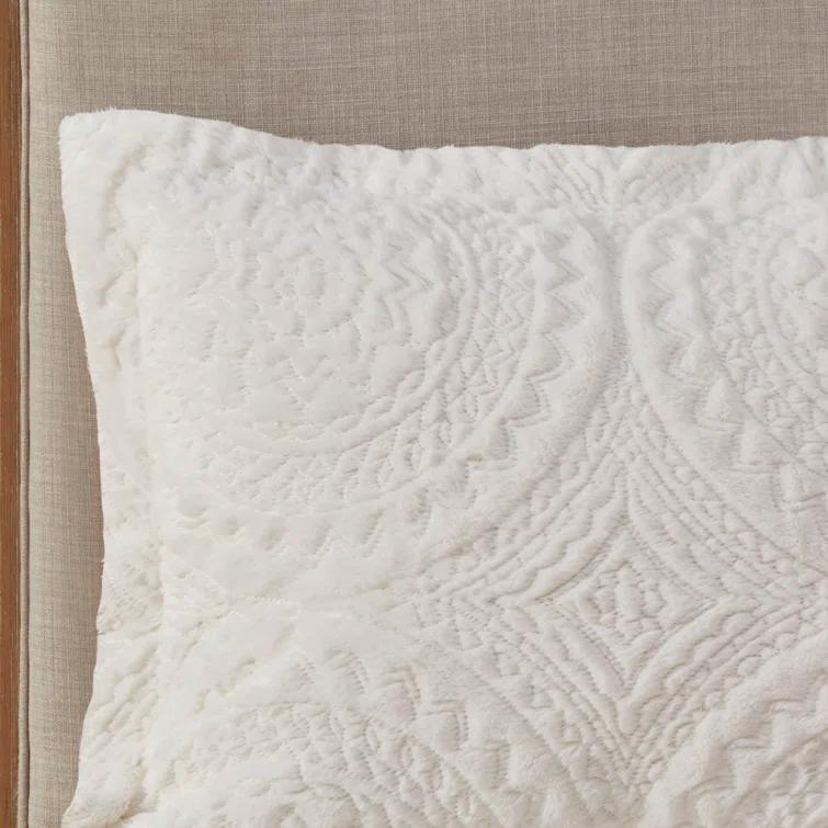 Madison Park Arya Embroidered Medallion Faux Fur Ultra Plush Comforter Set