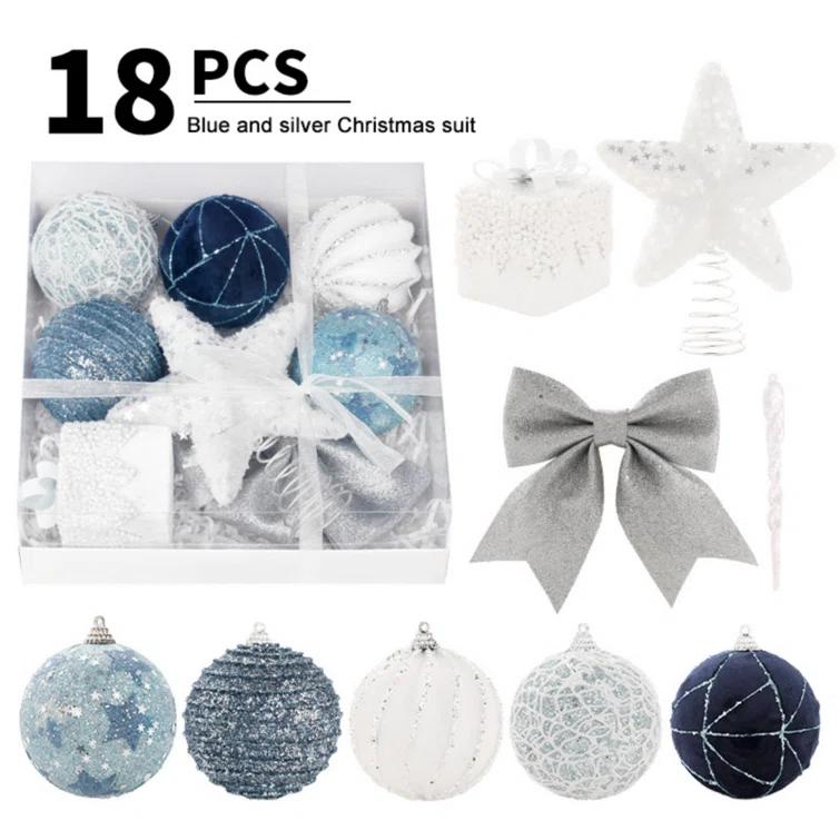 The Holiday Aisle® 18Pcs Christmas Ornament Hanging Baubles Christmas Tree Hanging Ornaments For Holiday Wedding Home Decor (Set of 18)