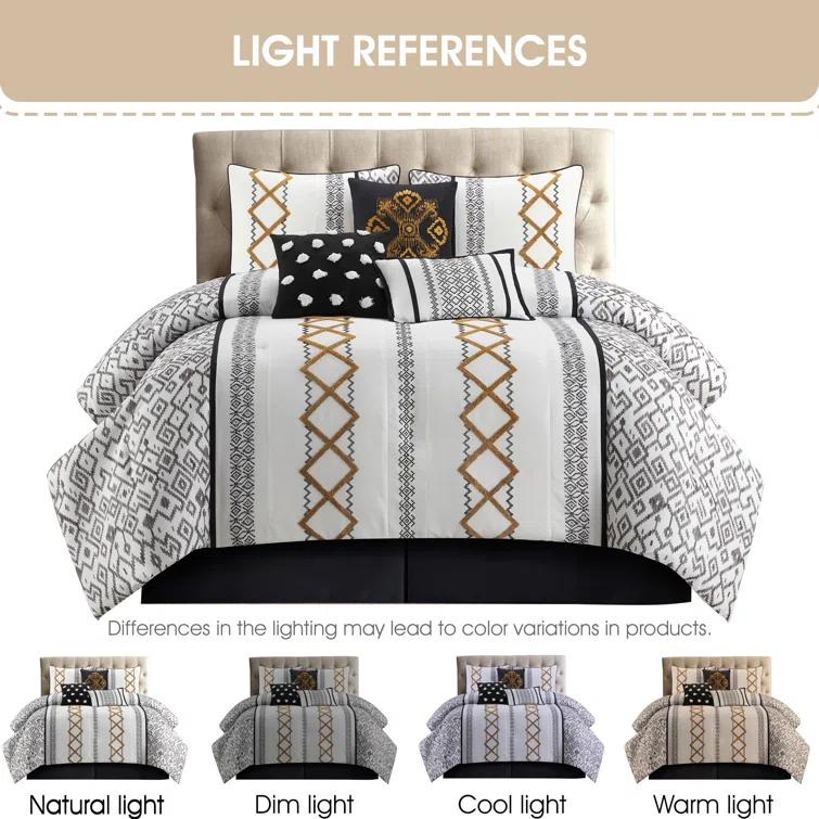 Nanshing America, Inc Anthony Microfiber 7 Piece Comforter Set
