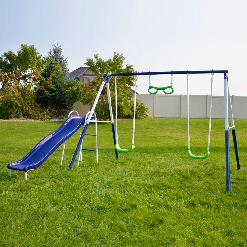 Sportspower Sportspower Sierra Vista Metal Swing Set with Lifetime Warranty on 5' Double Wall Slide