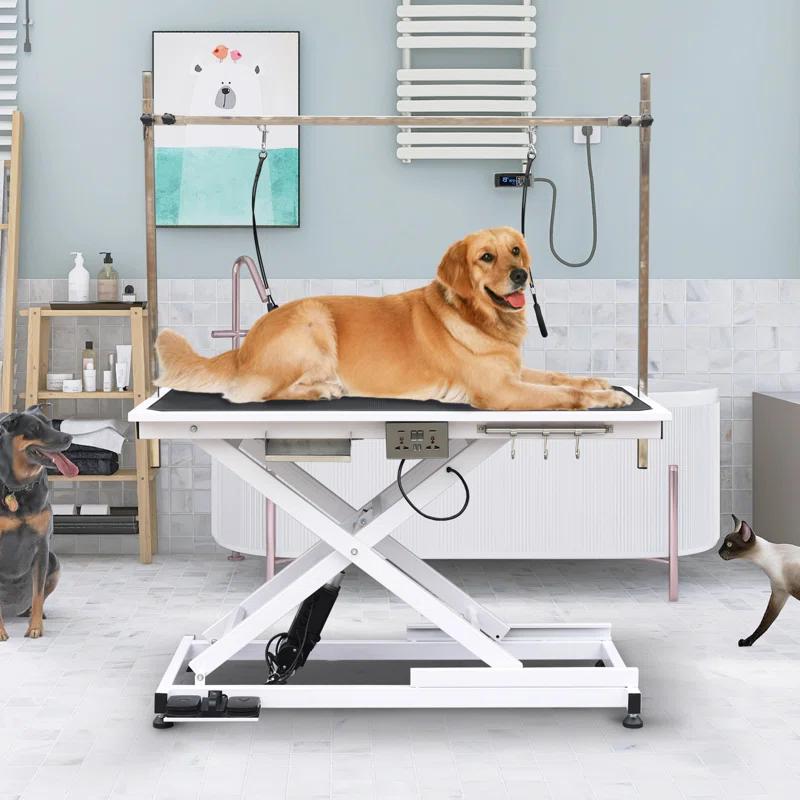 SoarFlash 36'' H x 49.6'' W x 26'' D Metal Adjustable Dog Electric Grooming Table