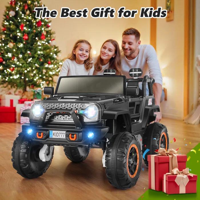 Ancheer 24V Real 2 Seater Ride On Toys Electric SUV Jeep Car With Remote Control,2WD/4WD Switchable, 4X100W Motor, Bluetooth, Music, USB, Lights