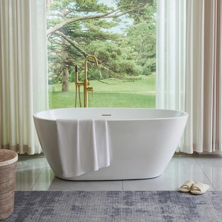 Vanity Art Freestanding Soaking Acrylic Bathtub VA6515-S-IO