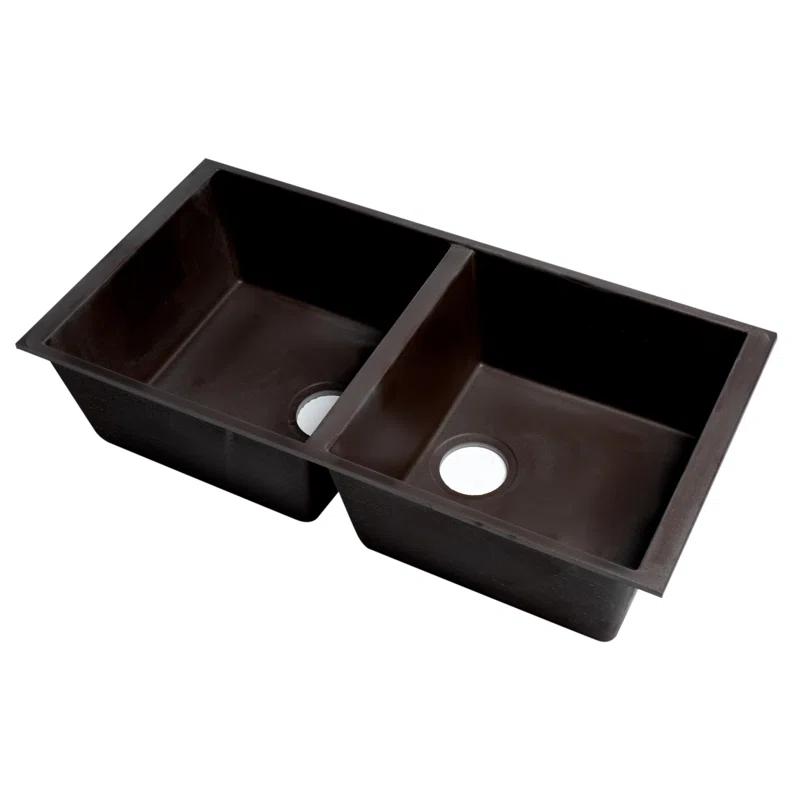Alfi Brand AB3420UM-C 33.88'' L Undermount Double Bowl Granite Kitchen Sink