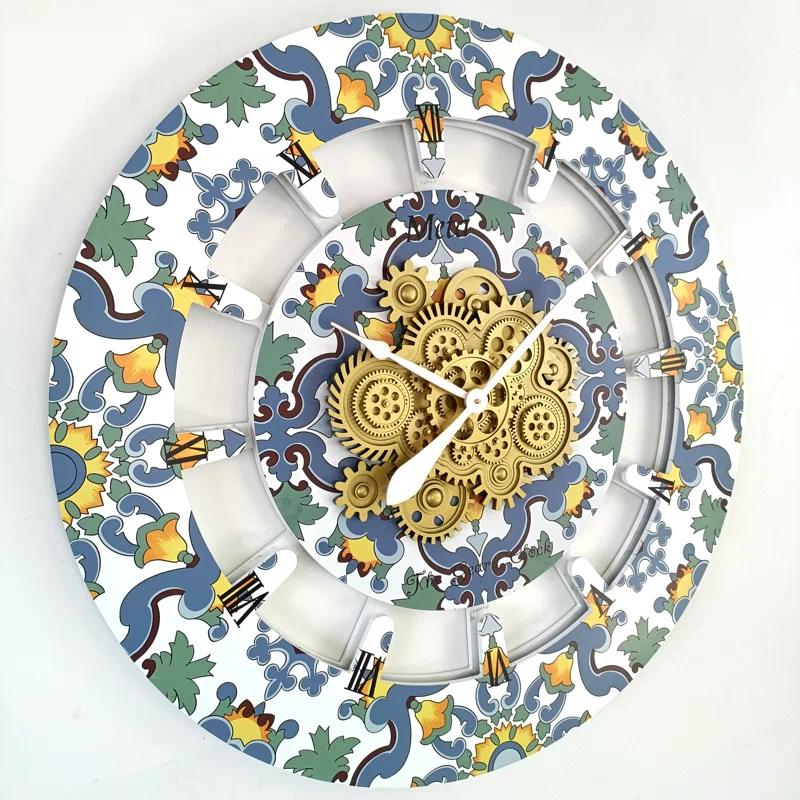 The Gears Clock Wall Clock Oversized 36" for Living Room with Real Moving Gears Italy Style