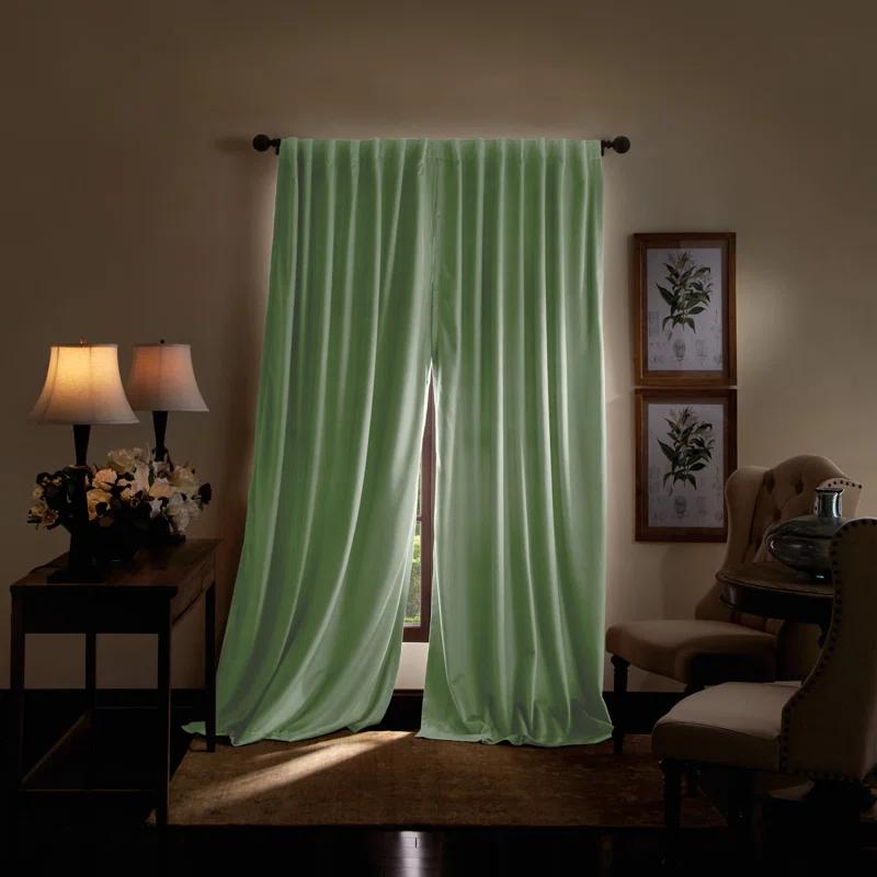 Martha Stewart Lucca Velvet Solid Max Blackout Rod Pocket Curtain Panel Pair (Set of 2) (Set of 2)