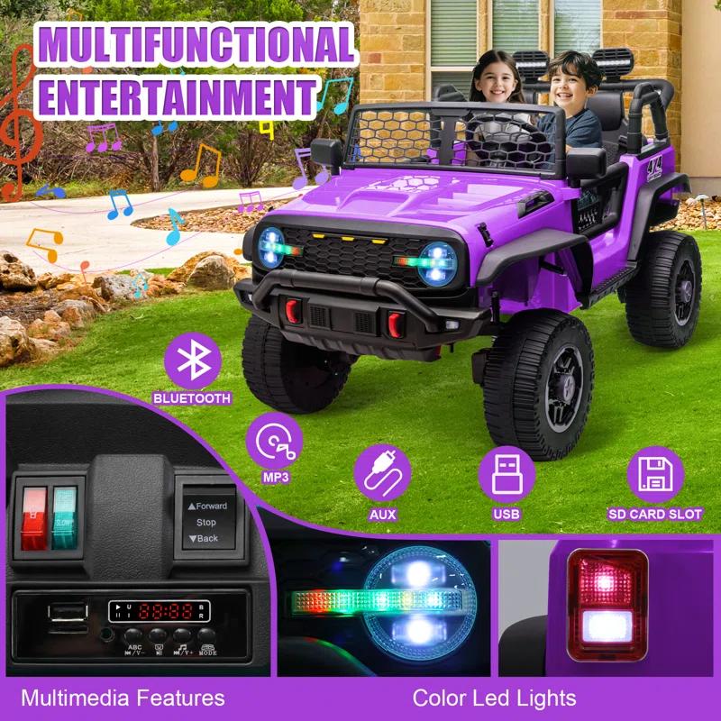 Homdox 24 Volt 2 Seater All-terrain Vehicles Electric Toys Car For Kids With Remote Control, 4X100W Motor, Led Lights, Music, Bluetooth