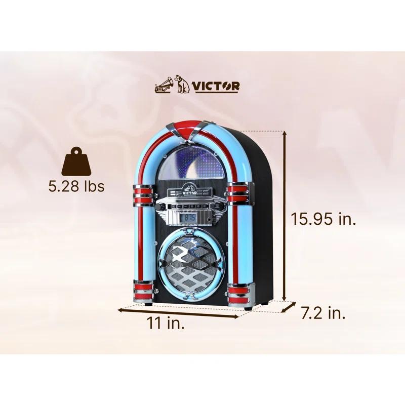 Victor Bluetooth Jukebox Speaker with FM Radio & Multicolor LED Lighting