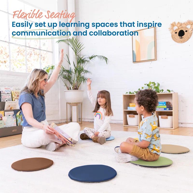 ECR4Kids ECR4Kids SoftZone Colorful Floor Pads, Round, Flexible Seating, 6-Piece