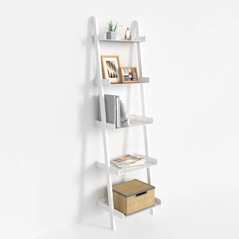 Ballucci Lado 5-Tier 67" H x 18" W Wood Leaning Ladder Bookcase