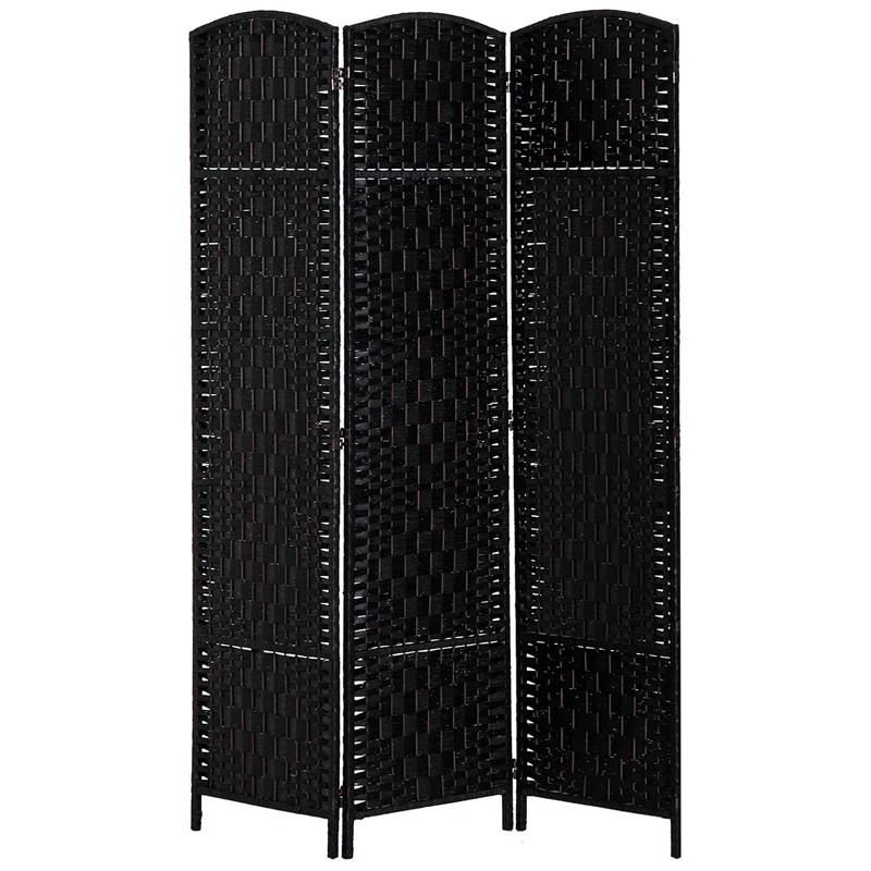 Gracie Oaks 6' Tall Wicker Weave 3 Panel Room Divider Privacy Screen