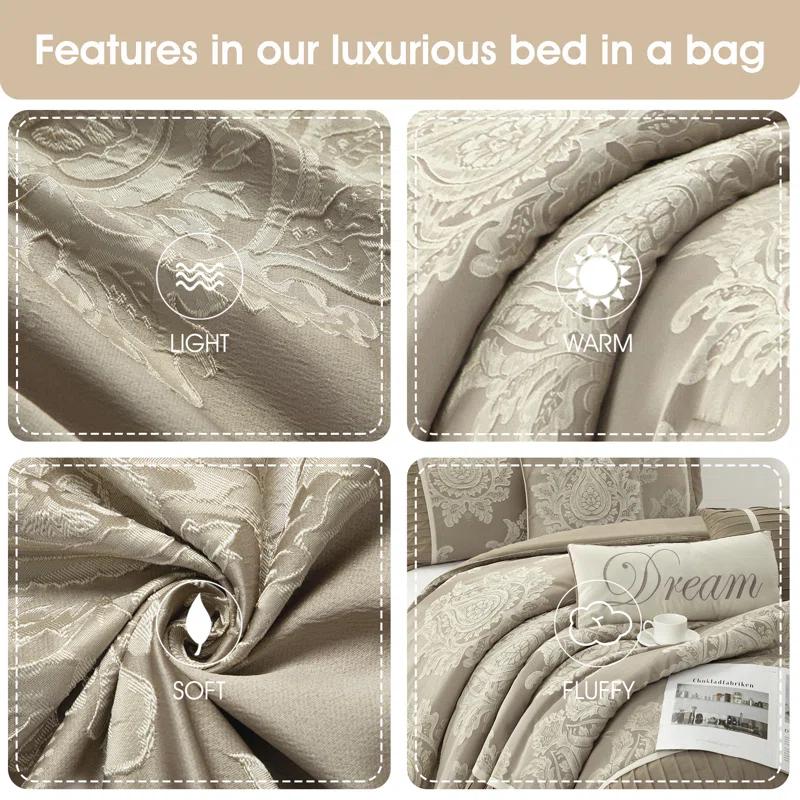 Nanshing America, Inc Therese 7 Piece Traditional Damask Comforter Set