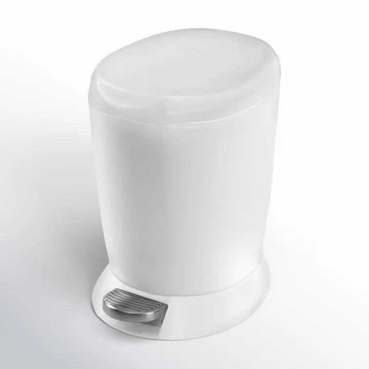 simplehuman 6 Liter / 1.6 Gallon Small Compact Round Bathroom Step Trash Can, Plastic