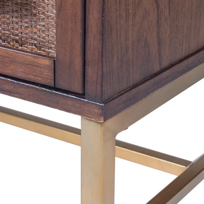 Hopper Studio Hopper Studio Sophia Solid Wood 2-Drawer Rattan Nightstand, Stylish Storage For Modern Homes
