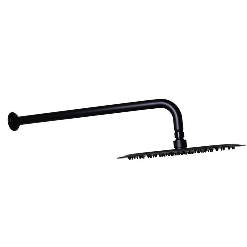 Westbrass COSHR1203-62 12" Round Thin Rainfall Shower Head with 1/2" IPS x 19" IPS Wall Mount 90-Degree Arm and Flange
