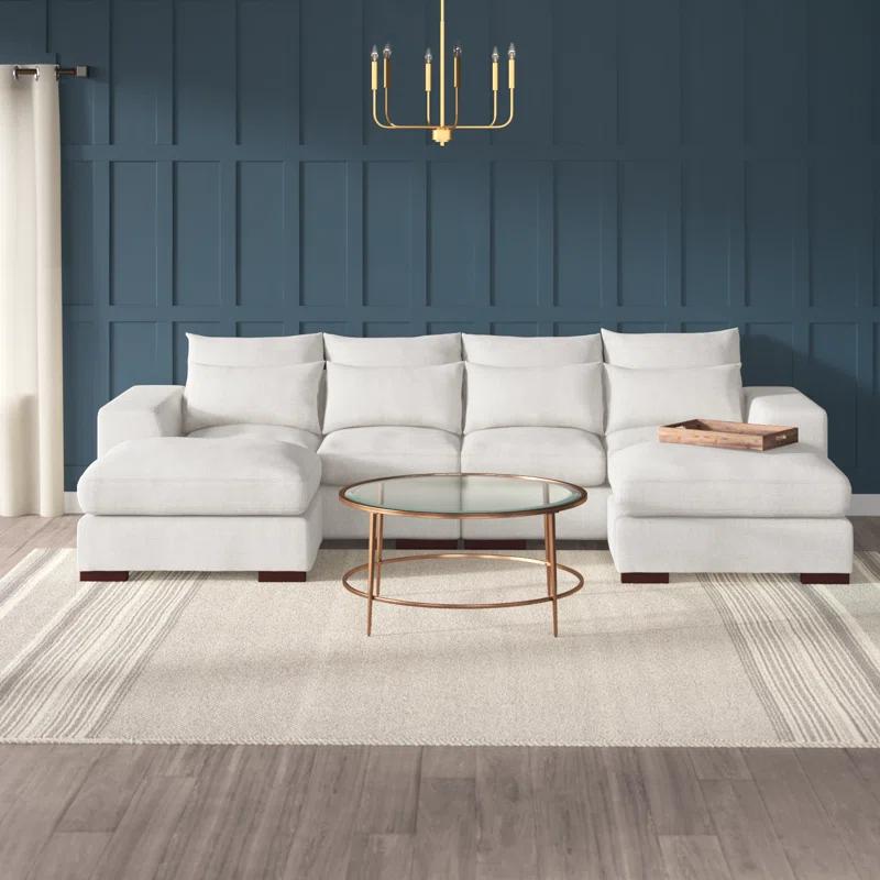 Biaggio Linen Blend Sectional with 2 Ottomans,Sectional Couch