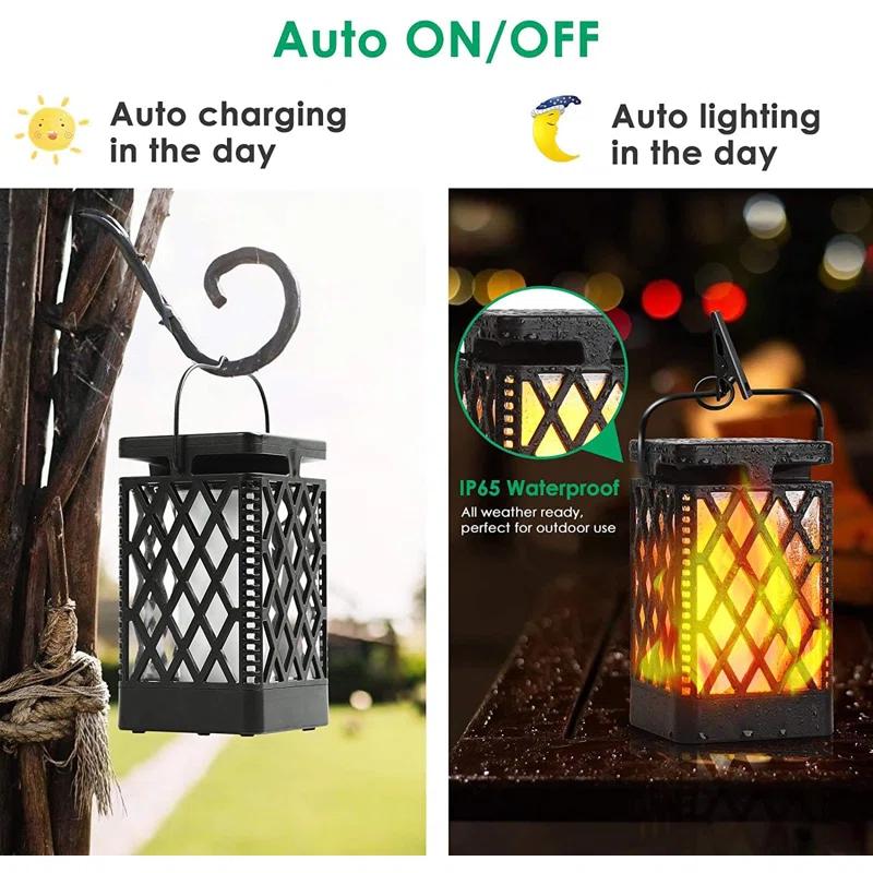 BEACHWATER POOL & SPA, LLC Solar Lights Outdoor Flickering Flame Solar Lantern Outdoor Hanging Lanterns Decorative Outdoor Lighting Solar Powered Waterproof LED Flame Christmas Lights For Patio Garden