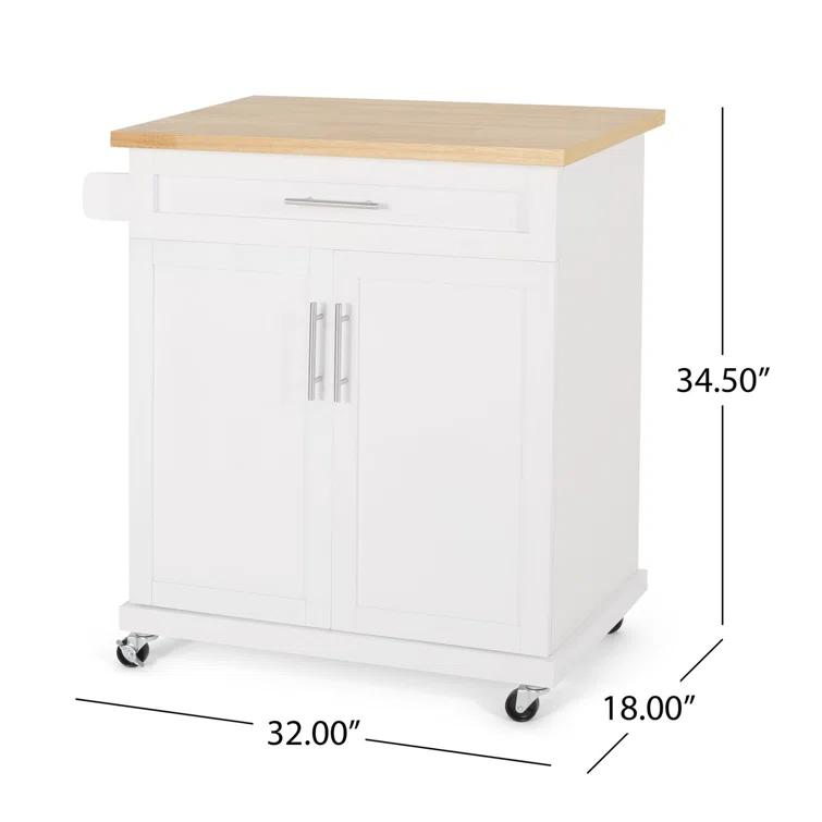 Red Barrel Studio® Modern Functional Kitchen Cart with Manufactured Wood Top,Storage Cart with Drawer