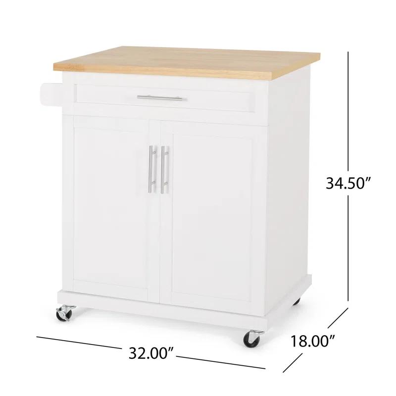 Red Barrel Studio® Modern Functional Kitchen Cart with Manufactured Wood Top,Storage Cart with Drawer
