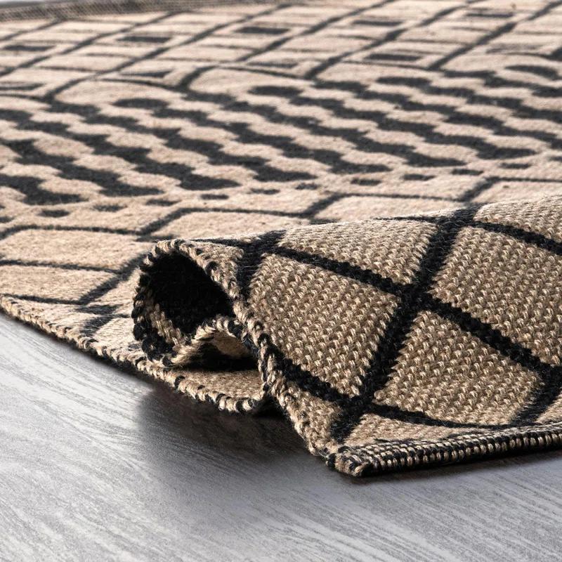 Louie Southwestern Handmade Flatweave Jute Light Beige/Black Area Rug