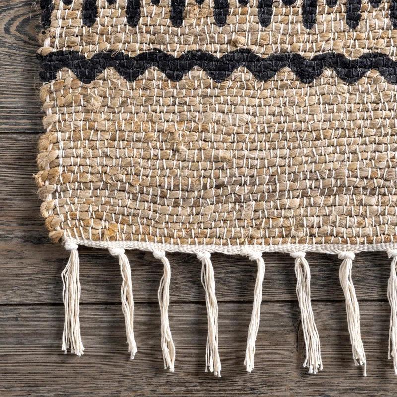 Louie Southwestern Handmade Flatweave Jute Light Beige/Black Area Rug