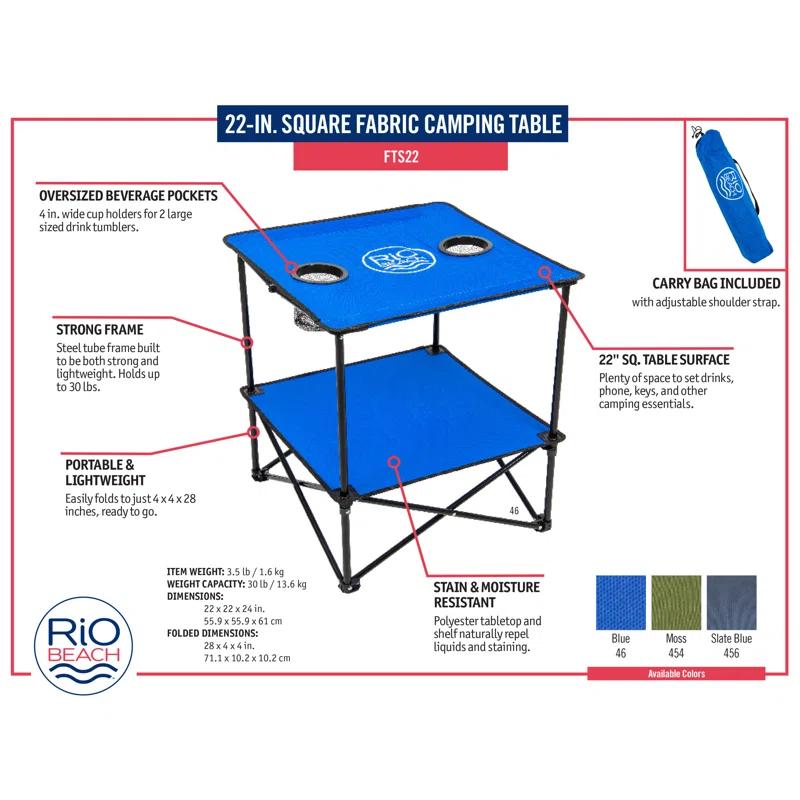 Rio Brands Square Compact Folding Beach Table