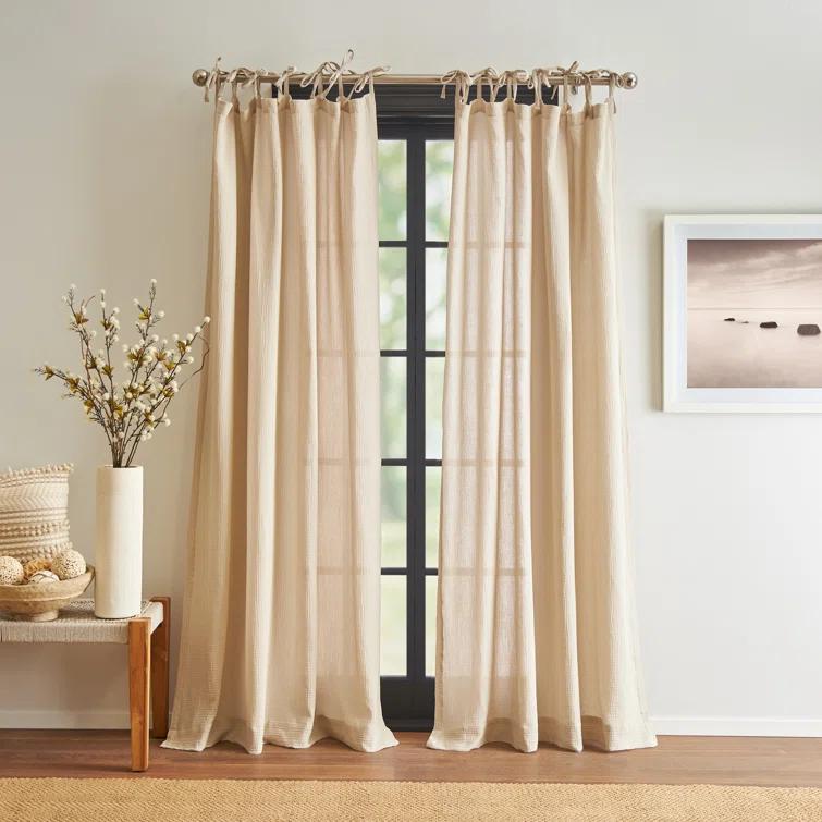 DKNY Pure DKNY Pure Cotton Gauze Tietab Offwhite Curtain Panel Pair (Set of 2)