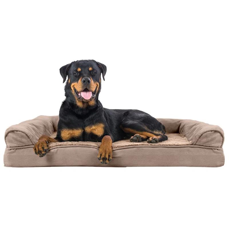FurHaven Plush & Suede Orthopedic Sofa Dog Bed - Jumbo Plus, Almondine