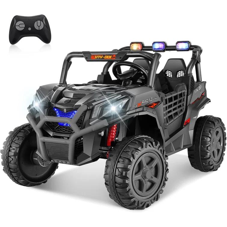 Ancheer 24v 2 Seater Ride on Car with Remote Control, 4WD/2WD Kids Power Electric Wheel UTV, 20" Spacious Seat, 4 Shock Absorbers, Music, Bluetooth, 24 Volt Ride On Toys for Boys/Girls