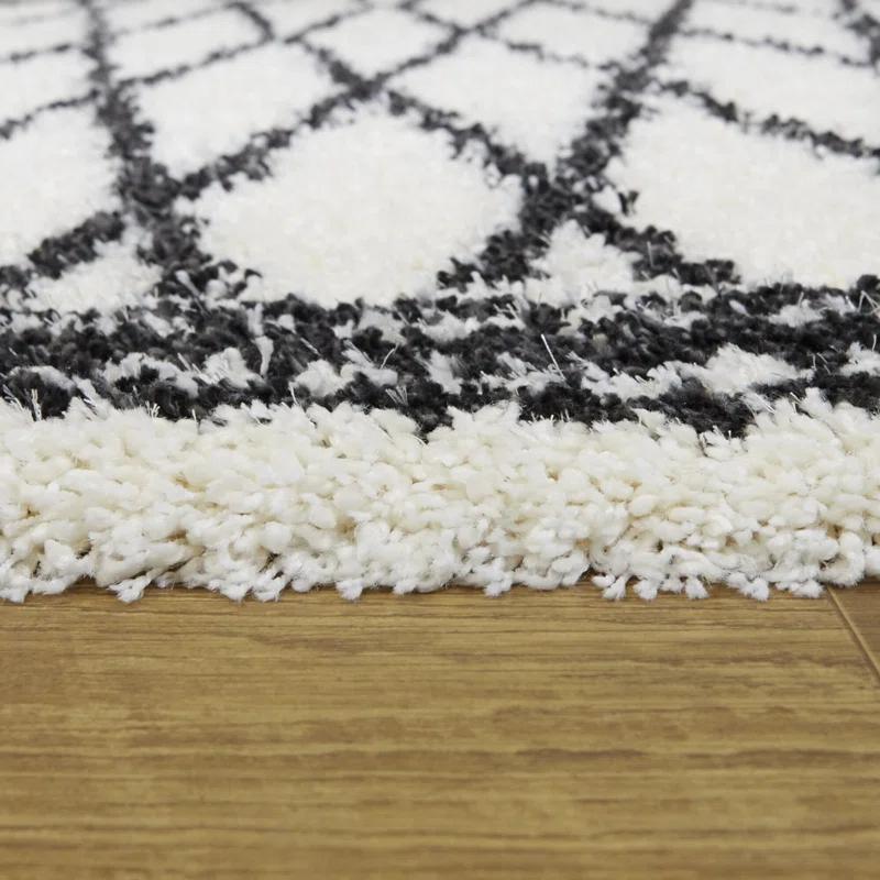 Foundry Select Cream Moroccan Trellis Shag Area Rug